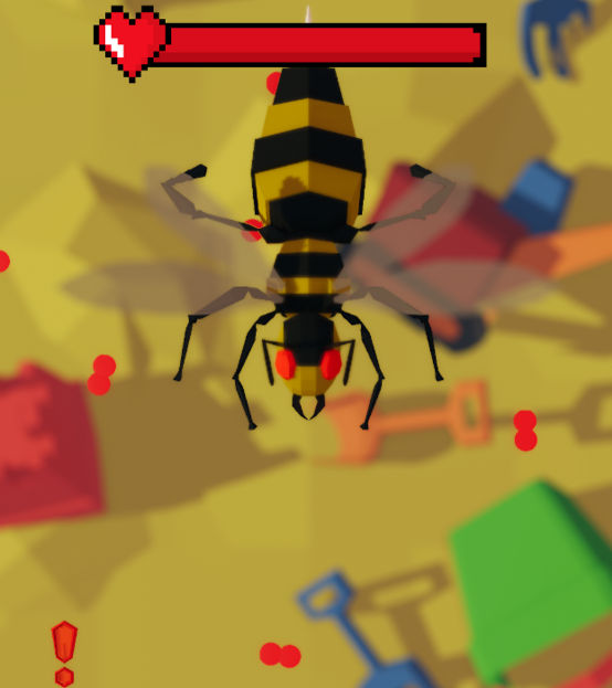 Abeecalypse - 3D screenshot of a giant bee boss with a health bar.